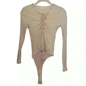 Boutique nude lace up bodysuit